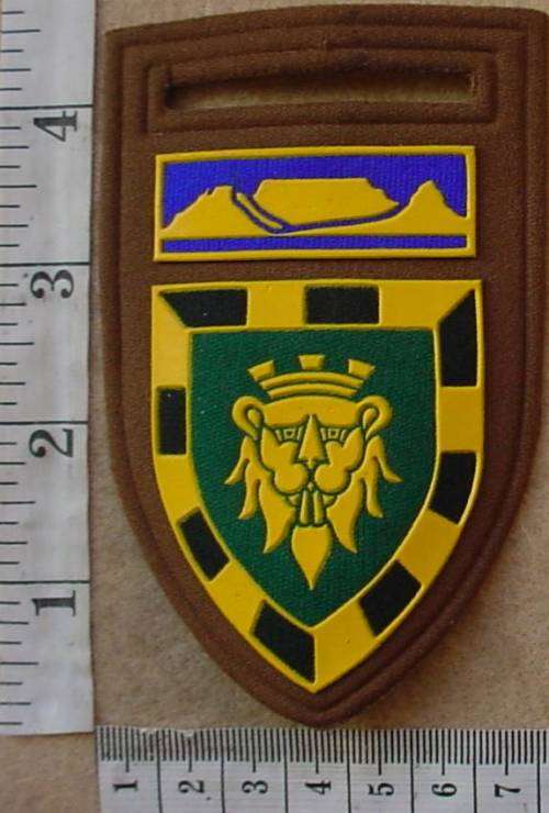 2 Cape Corps Infantry Bn arm flash with Western Province Command balkie, pin intact (SAI)