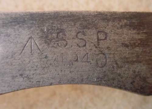 SA UDF Army issue clasp knife with can opener, marlin spike, blade marked SSP 1940 and Broad Arrow