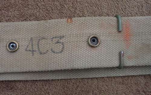 SA Army web belt, Combat Dress, adjustable, press studs, name PETTIT and force number written on