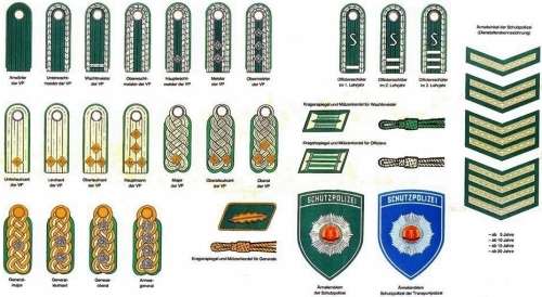 East German Police collar badges, one with a bit of glue residue on the back (DDR)