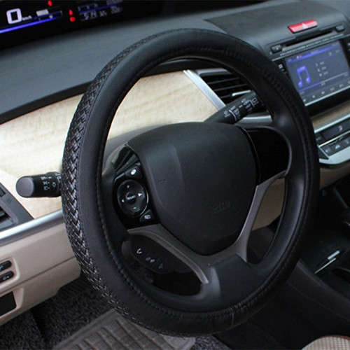 Steering Wheel Cover Leather Hand-Knitted