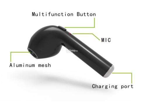 I7 Wireless Earphone Bluetooth Headset In-Ear Invisible Earbud with Mic