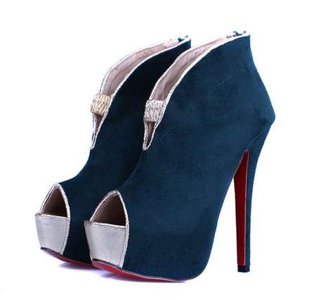 Ladies Platform Booties with Contrasting Gold Platform