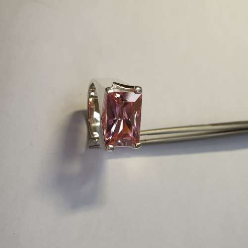 Magnificent Sterling Silver Ring with big Pink Center Stone | Size O