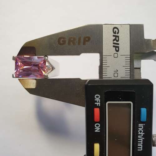 Magnificent Sterling Silver Ring with big Pink Center Stone | Size O