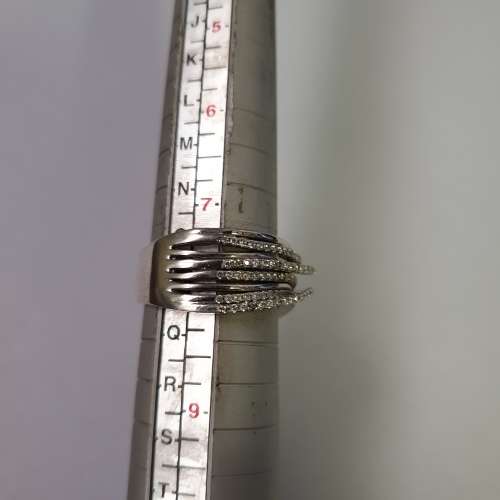 Unique Sterling Silver Ring with Clusters of Cubic Zirconias