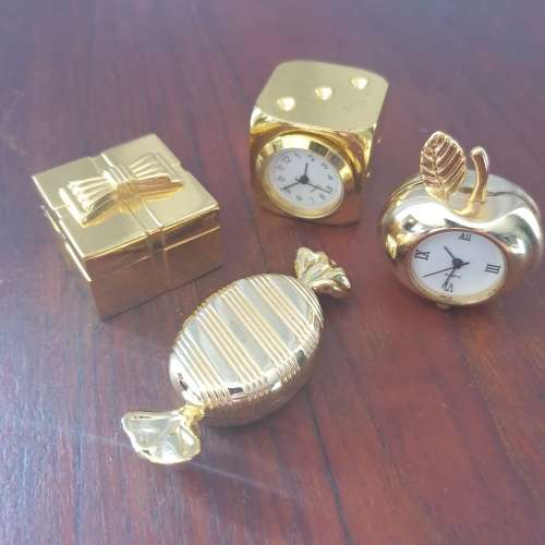 Vintage Miniature Brass Quartz Clocks Collection | Set of FOUR | Bid per clock to take the Lot