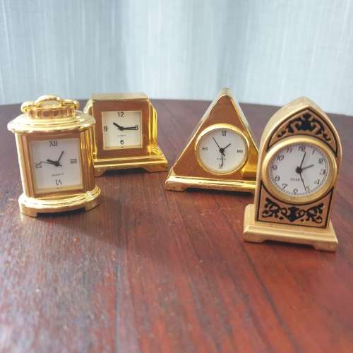 Vintage Miniature Brass Quartz Clocks Collection | Set of FOUR | Bid per clock to take the Lot