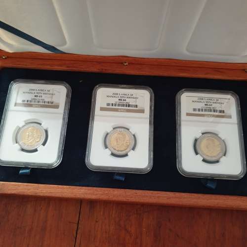 NGC MS65 and MS66 and MS67 Set Ralihlahla Nelson Mandela | 2008 R5 | Mandela 90th Birthday