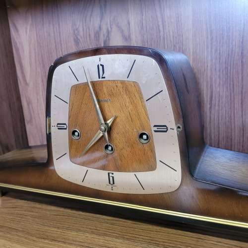 Vintage Hermle Art Deco Style Mantel Clock | Keeps time and Chimes, but needs a service