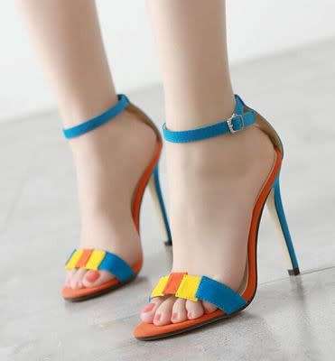 Elegant Fashion Patchwork Open Toe Stiletto Shoes - FREE SHIPPING