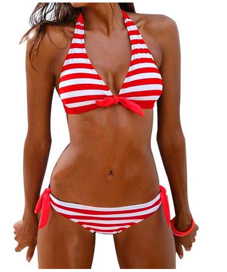Red Striped Bikini Swimsuit -LOCAL STOCK-