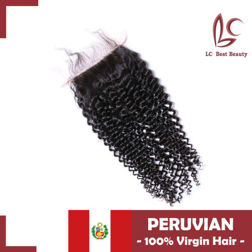 Lace Closure, Peruvian Kinky Curl Hair