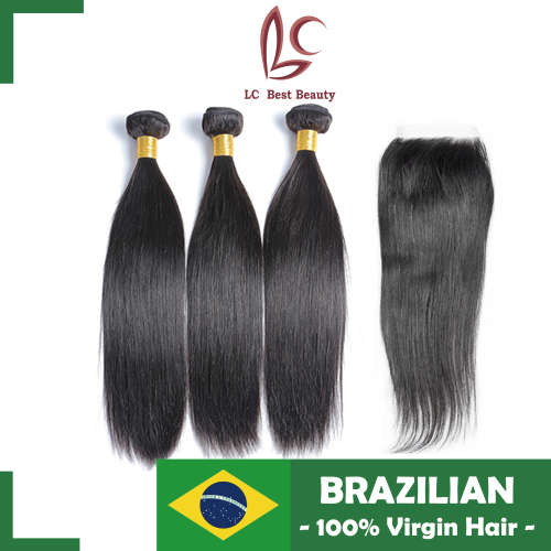 Brazilian Hair with Closure, 300g 20" with a closure at 14" or 16"