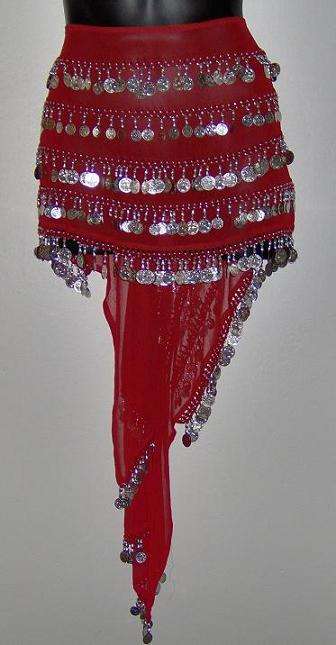 *BELLY DANCE*  5 TIER SCARF/BELT IN BRIGHT RED