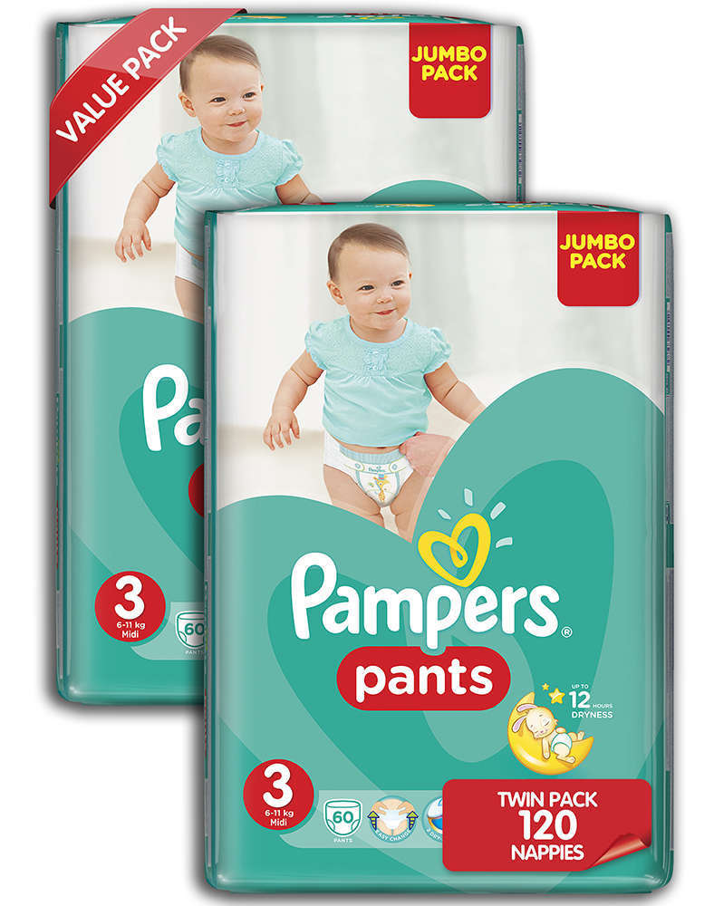 Pampers Active Baby Nappy Pants | Size: 3 | Twin Jumbo Pack
