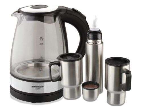 Mellerware Glass Kettle & Stainless Steel Travel Flask Set