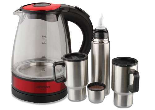 Mellerware Glass Kettle & Stainless Steel Travel Flask Set