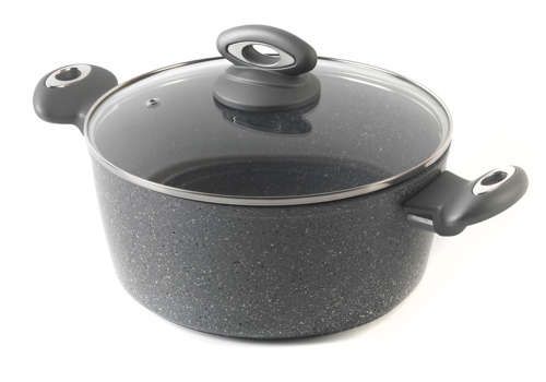 Royalty Line 20cm Marble Coating Round Casserole Pot with Glass Lid