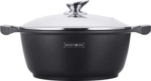 Royalty Line 20cm Marble Coating Round Casserole Pot with Glass Lid