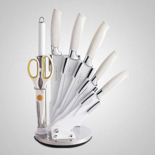 Royalty Line 8 Piece New Wave Design Handle NonStick Knife Set with Stand