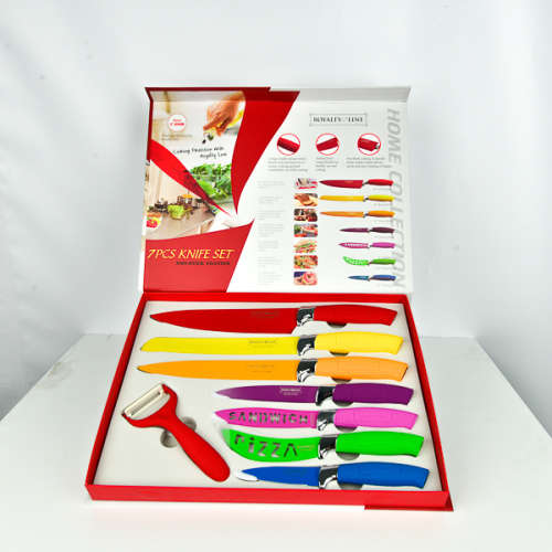 7 Piece New Wave Design Handle Knife Set | White