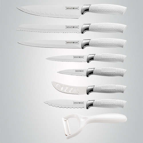 7 Piece New Wave Design Handle Knife Set | White