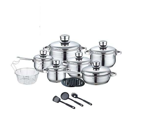 Royalty Home 18-Piece Stainless Steel Cookware Set with Glass Lid