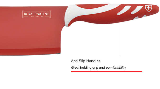 Royalty Line Non-Stick Coating Knife Set 6-Piece with Stand - Red