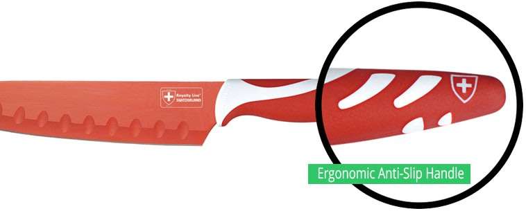 Royalty Line Non-Stick Coating Knife Set 6-Piece with Stand - Red