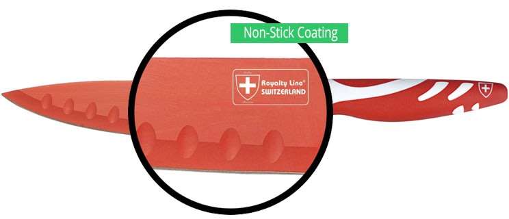 Royalty Line Non-Stick Coating Knife Set 6-Piece with Stand - Red