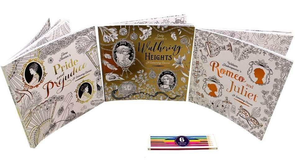 Adult Colouring Classic Collection | Pack of 3 Books & Pencils