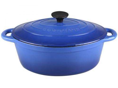 GOURMAND 4.5 Litre Oval Cast Iron Casserole - Blue