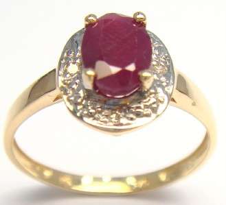 GENUINE RUBY & DIAMOND COCKTAIL 9KT YELLOW GOLD RING