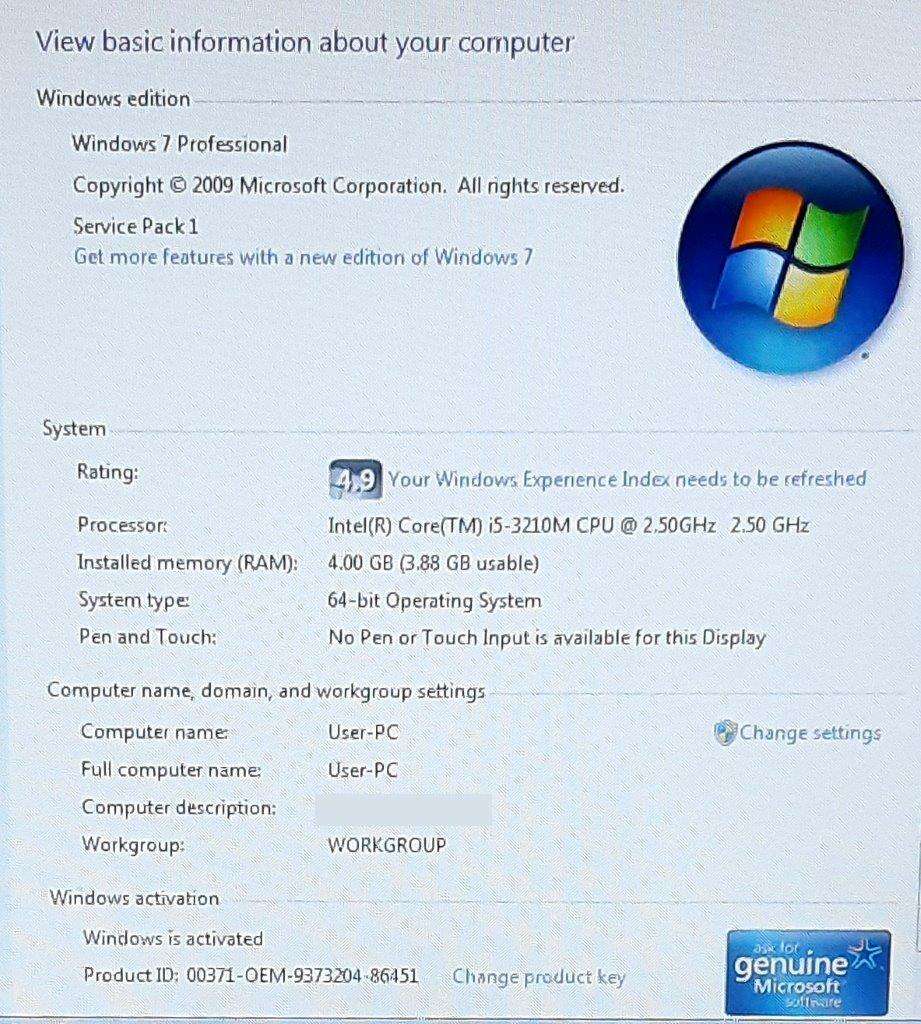 HP 6570b Core i5 3rd Gen 2.5GHz 4GB RAM 500GB HDD - Win 7 Pro