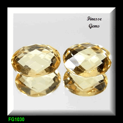 3.30 tcw.Flawless Light Golden Yellow Oval Cut Natural Brazil Citrine (2 pcs)