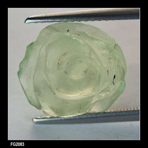 6.60 cts. hand carved flower green prehnite