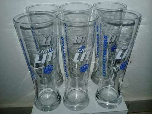 CASTLE LITE 500ML BEER GLASSES x6