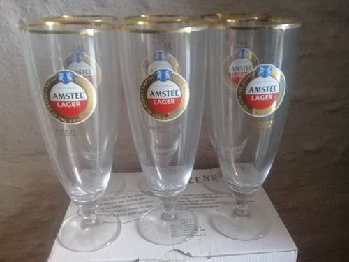 AMSTEL LAGER 500ML BEER GLASSES x6