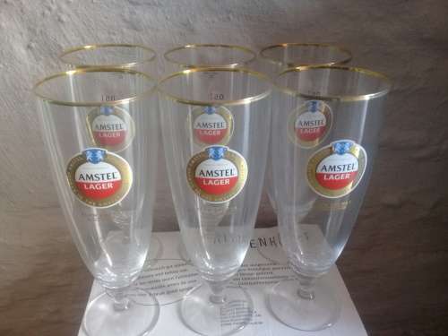AMSTEL LAGER 500ML BEER GLASSES x6