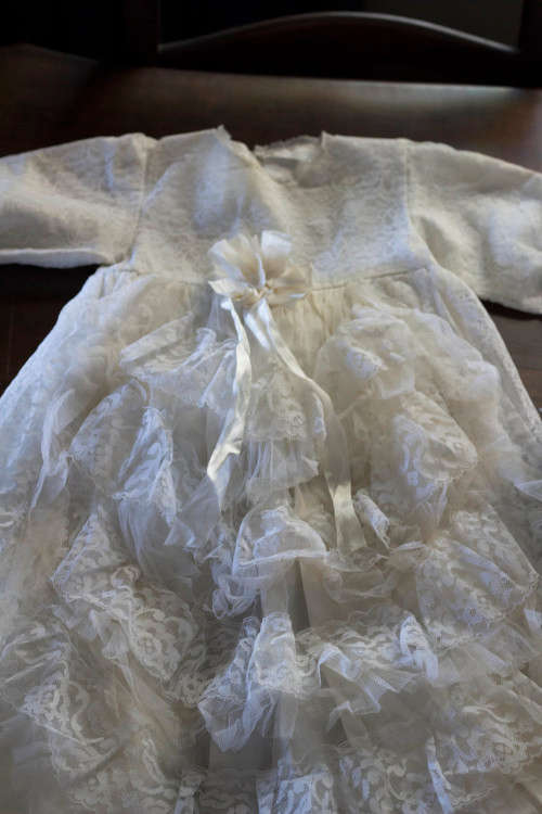 VINTAGE Handmade christening gown with cap