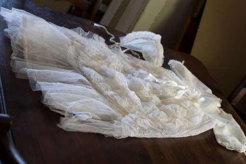 VINTAGE Handmade christening gown with cap