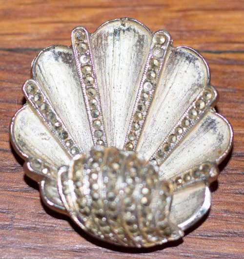 Designer Vintage Art Deco marcasite brooch (STAMPED Hollywood)
