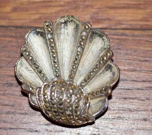 Designer Vintage Art Deco marcasite brooch (STAMPED Hollywood)