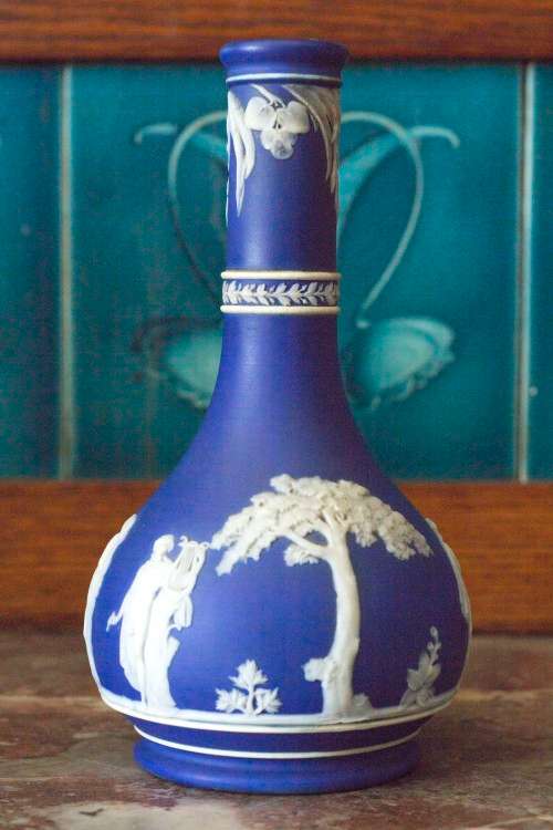 LOW START: RARE Early 1900s Cobalt Dipped Wedgwood Jasperware Vase circa early 1900s