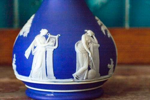 LOW START: RARE Early 1900s Cobalt Dipped Wedgwood Jasperware Vase circa early 1900s