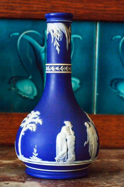 LOW START: RARE Early 1900s Cobalt Dipped Wedgwood Jasperware Vase circa early 1900s