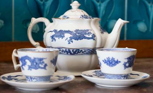 Blue & White Booths Dragon Pattern Demitasse duo