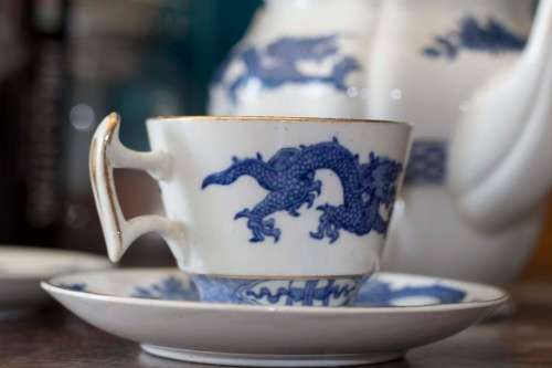 Blue & White Booths Dragon Pattern Demitasse duo