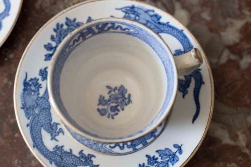 Blue & White Booths Dragon Pattern Demitasse duo